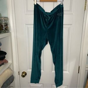 Juicy Couture Y2K Velour Velvet Teal Jogger Lounge Pants Extra Large